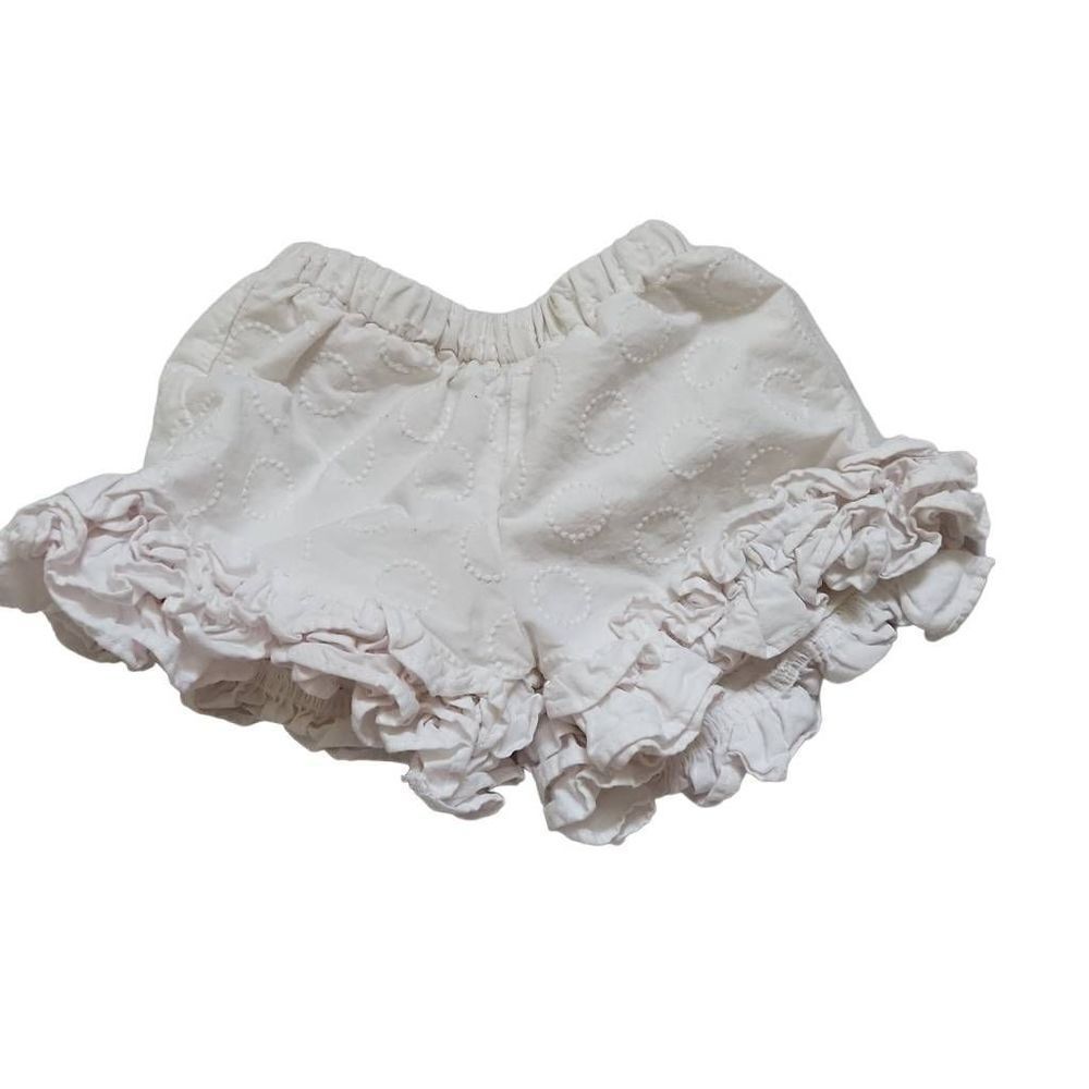 Persnickety Girls White Ruffle Leg Shorts - Size 6/12 Months